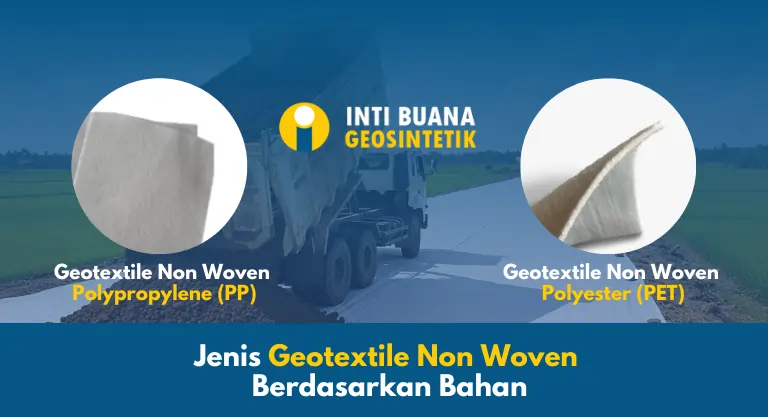 Jenis Geotextile Non Woven Berdasarkan Bahan yaitu Terdiri dari Serat Polypropylene (PP) dan Serat Polyester (PET)