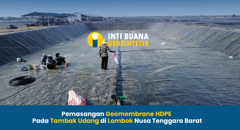 Pemasangan Geomembrane HDPE Pada Tambak Udang di Lombok Nusa Tenggara Barat