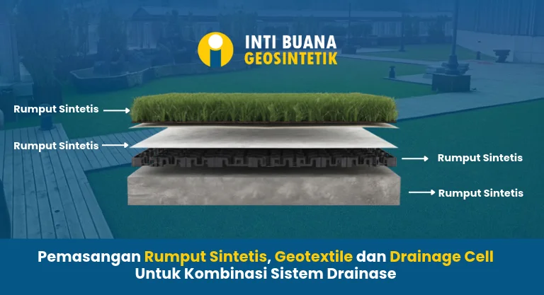 Pemasangan Rumput Sintetis, Geotextile dan Drainage Cell